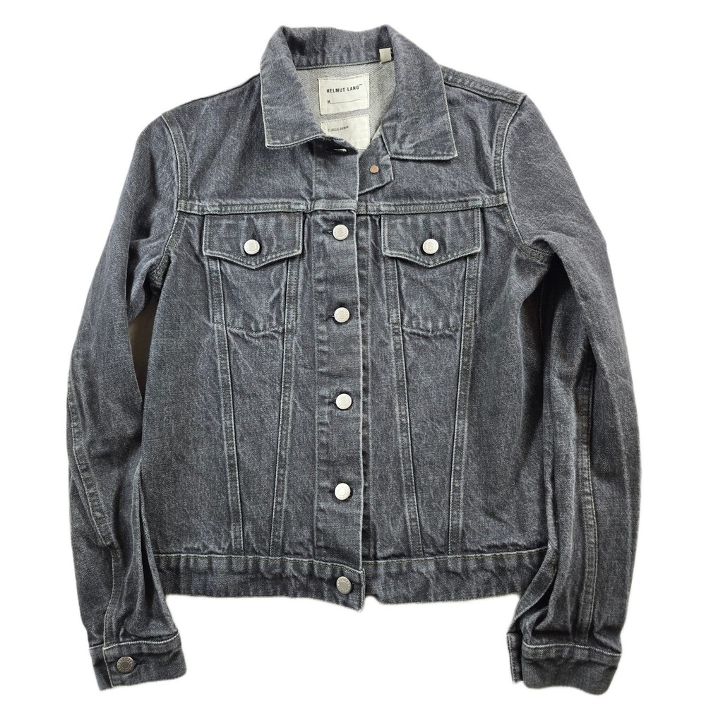 Helmut Lang Classic Denim Jacket Womens Medium 6 42 Black Gray Wash Made Italy